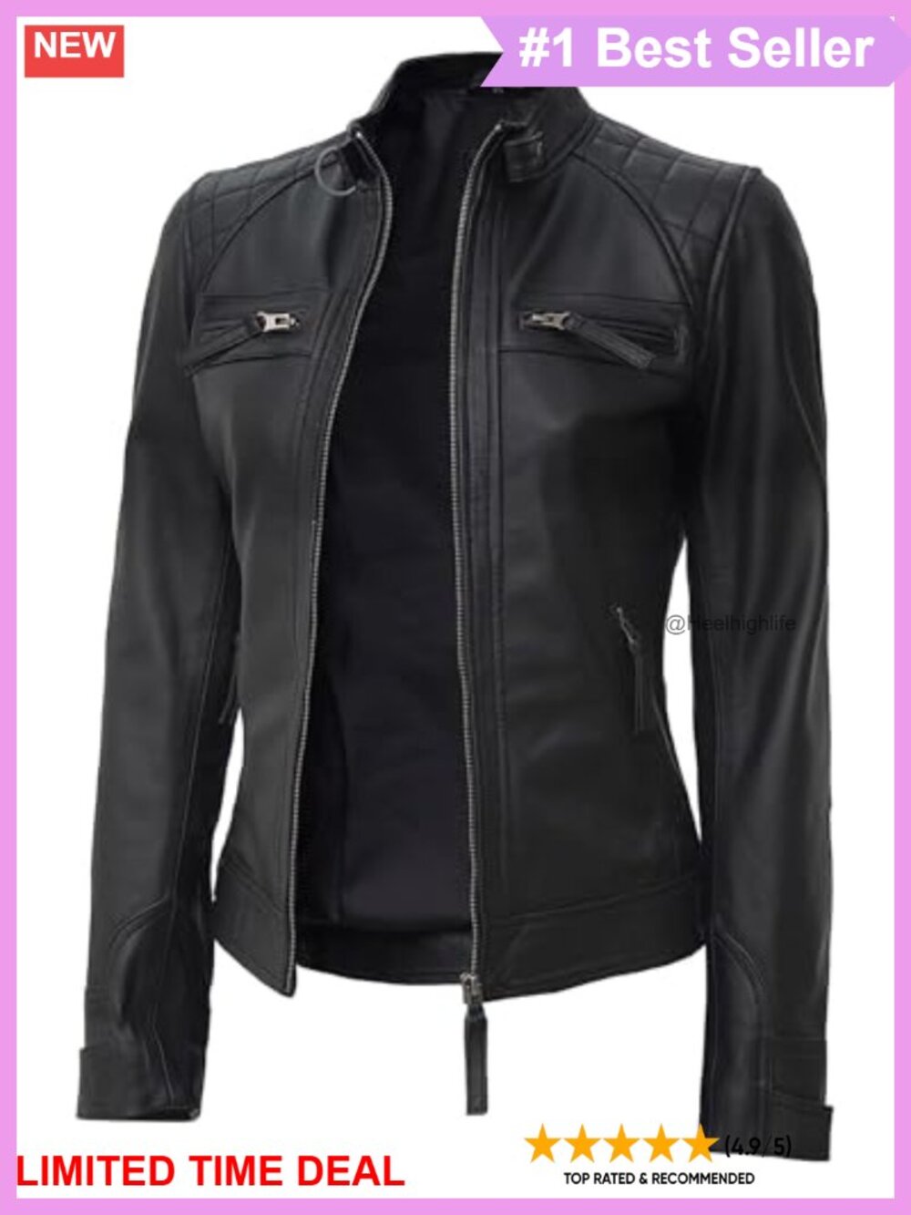 Lambskin Leather Jacket Cafe Racer Quilted Biker Zip Moto Coat
